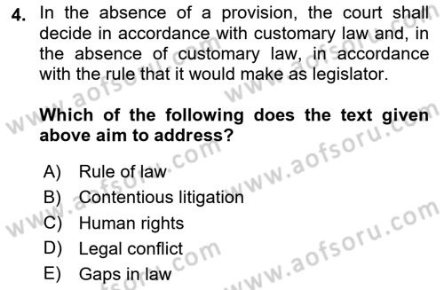 Introduction to Law Dersi 2024 - 2025 Yılı Yaz Okulu Sınav Soruları 4. Soru