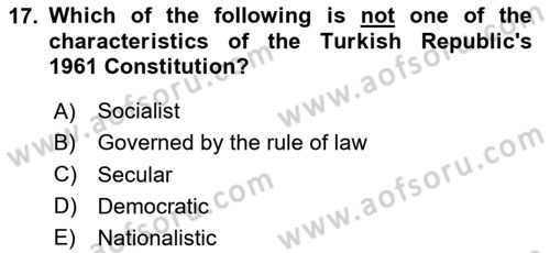 Introduction to Law Dersi 2025 - 2026 Yılı (Vize) Ara Sınav Soruları 17. Soru