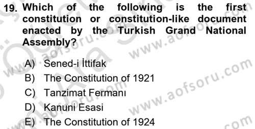 Introduction to Law Dersi 2025 - 2026 Yılı (Vize) Ara Sınav Soruları 19. Soru