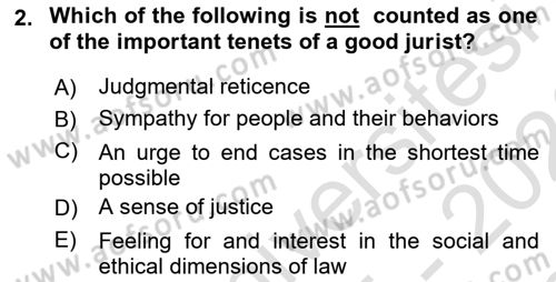 Introduction to Law Dersi 2025 - 2026 Yılı (Final) Dönem Sonu Sınav Soruları 2. Soru