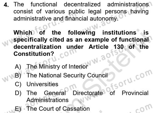 Introduction to Law Dersi 2025 - 2026 Yılı (Final) Dönem Sonu Sınav Soruları 4. Soru