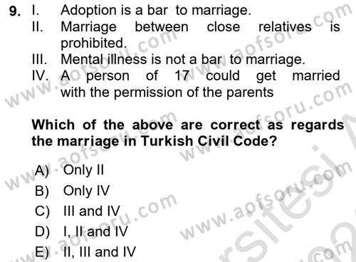 Introduction to Law Dersi 2025 - 2026 Yılı (Final) Dönem Sonu Sınav Soruları 9. Soru