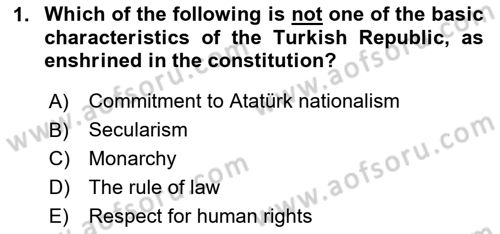 Introduction to Law Dersi 2025 - 2026 Yılı Yaz Okulu Sınav Soruları 1. Soru
