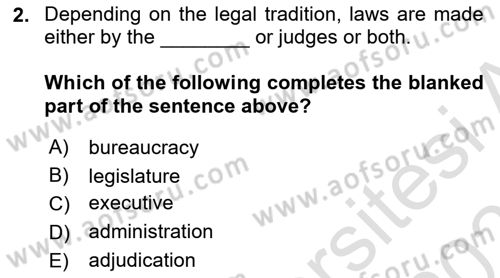 Introduction to Law Dersi 2025 - 2026 Yılı Yaz Okulu Sınav Soruları 2. Soru