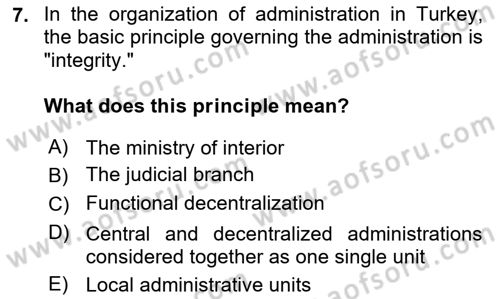 Introduction to Law Dersi 2025 - 2026 Yılı Yaz Okulu Sınav Soruları 7. Soru