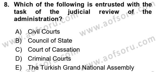 Introduction to Law Dersi 2025 - 2026 Yılı Yaz Okulu Sınav Soruları 8. Soru