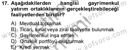 Sermaye Piyasası Hukuku Dersi 2012 - 2013 Yılı (Vize) Ara Sınav Soruları 17. Soru