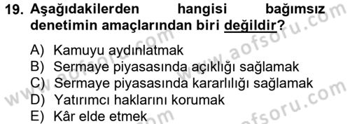 Sermaye Piyasası Hukuku Dersi 2012 - 2013 Yılı (Vize) Ara Sınav Soruları 19. Soru