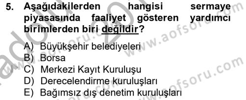 Sermaye Piyasası Hukuku Dersi 2012 - 2013 Yılı (Vize) Ara Sınav Soruları 5. Soru