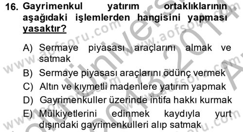 Sermaye Piyasası Hukuku Dersi 2013 - 2014 Yılı (Vize) Ara Sınav Soruları 16. Soru