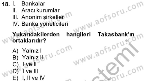 Sermaye Piyasası Hukuku Dersi 2013 - 2014 Yılı (Vize) Ara Sınav Soruları 18. Soru