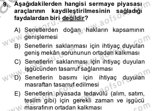 Sermaye Piyasası Hukuku Dersi 2013 - 2014 Yılı (Vize) Ara Sınav Soruları 9. Soru