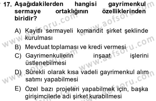 Sermaye Piyasası Hukuku Dersi 2014 - 2015 Yılı (Vize) Ara Sınav Soruları 17. Soru