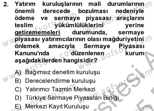 Sermaye Piyasası Hukuku Dersi 2014 - 2015 Yılı (Vize) Ara Sınav Soruları 2. Soru