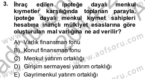 Sermaye Piyasası Hukuku Dersi 2014 - 2015 Yılı (Vize) Ara Sınav Soruları 3. Soru