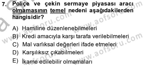 Sermaye Piyasası Hukuku Dersi 2014 - 2015 Yılı (Vize) Ara Sınav Soruları 7. Soru