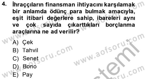 Sermaye Piyasası Hukuku Dersi 2014 - 2015 Yılı (Final) Dönem Sonu Sınav Soruları 4. Soru