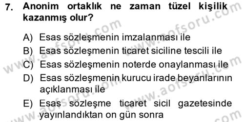 Sermaye Piyasası Hukuku Dersi 2014 - 2015 Yılı (Final) Dönem Sonu Sınav Soruları 7. Soru