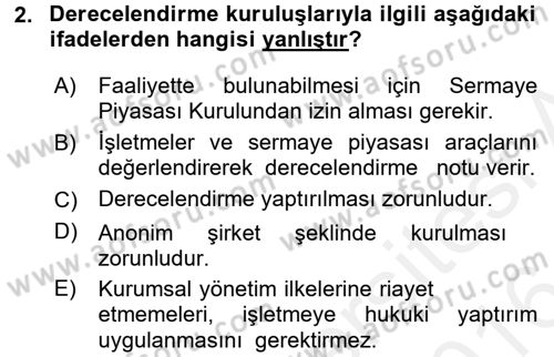 Sermaye Piyasası Hukuku Dersi 2015 - 2016 Yılı (Vize) Ara Sınav Soruları 2. Soru