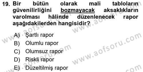Sermaye Piyasası Hukuku Dersi 2016 - 2017 Yılı (Vize) Ara Sınav Soruları 19. Soru