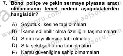 Sermaye Piyasası Hukuku Dersi 2016 - 2017 Yılı (Vize) Ara Sınav Soruları 7. Soru