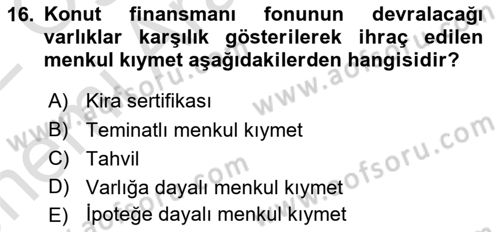 Sermaye Piyasası Hukuku Dersi 2021 - 2022 Yılı (Vize) Ara Sınav Soruları 16. Soru