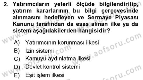 Sermaye Piyasası Hukuku Dersi 2021 - 2022 Yılı (Vize) Ara Sınav Soruları 2. Soru