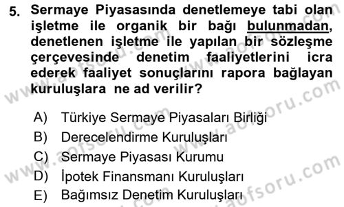 Sermaye Piyasası Hukuku Dersi 2021 - 2022 Yılı (Vize) Ara Sınav Soruları 5. Soru