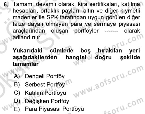 Sermaye Piyasası Hukuku Dersi 2022 - 2023 Yılı Yaz Okulu Sınav Soruları 6. Soru