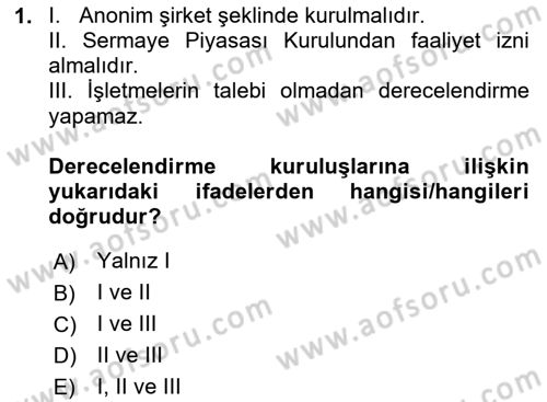 Sermaye Piyasası Hukuku Dersi 2023 - 2024 Yılı (Vize) Ara Sınavı 1. Soru