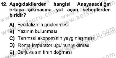 Anayasa 1 Dersi 2012 - 2013 Yılı (Vize) Ara Sınav Soruları 12. Soru