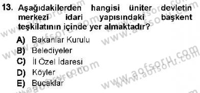 Anayasa 1 Dersi 2012 - 2013 Yılı (Vize) Ara Sınav Soruları 13. Soru