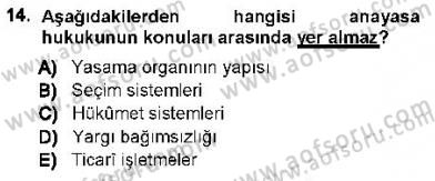 Anayasa 1 Dersi 2012 - 2013 Yılı (Vize) Ara Sınav Soruları 14. Soru