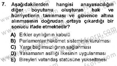 Anayasa 1 Dersi 2012 - 2013 Yılı (Vize) Ara Sınav Soruları 7. Soru