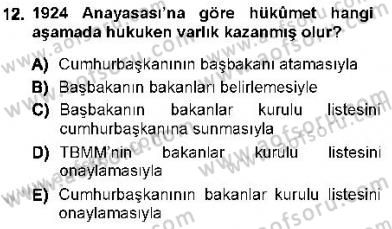 Anayasa 1 Dersi 2012 - 2013 Yılı (Final) Dönem Sonu Sınav Soruları 12. Soru