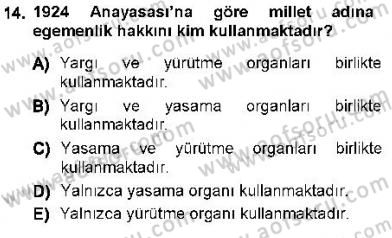 Anayasa 1 Dersi 2012 - 2013 Yılı (Final) Dönem Sonu Sınav Soruları 14. Soru
