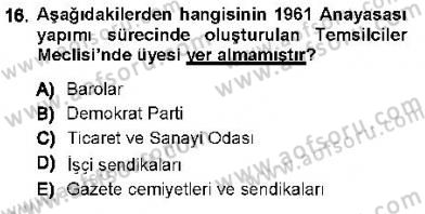 Anayasa 1 Dersi 2012 - 2013 Yılı (Final) Dönem Sonu Sınav Soruları 16. Soru