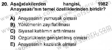 Anayasa 1 Dersi 2012 - 2013 Yılı (Final) Dönem Sonu Sınav Soruları 20. Soru