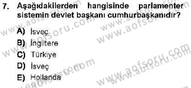 Anayasa 1 Dersi 2012 - 2013 Yılı (Final) Dönem Sonu Sınav Soruları 7. Soru