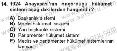 Anayasa 1 Dersi 2012 - 2013 Yılı Tek Ders Sınav Soruları 14. Soru