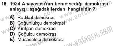 Anayasa 1 Dersi 2012 - 2013 Yılı Tek Ders Sınav Soruları 15. Soru