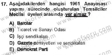 Anayasa 1 Dersi 2012 - 2013 Yılı Tek Ders Sınav Soruları 17. Soru