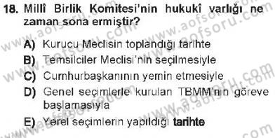 Anayasa 1 Dersi 2012 - 2013 Yılı Tek Ders Sınav Soruları 18. Soru