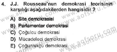 Anayasa 1 Dersi 2012 - 2013 Yılı Tek Ders Sınav Soruları 4. Soru