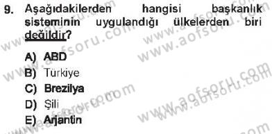 Anayasa 1 Dersi 2012 - 2013 Yılı Tek Ders Sınav Soruları 9. Soru