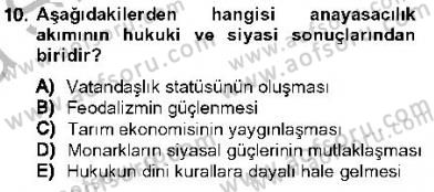 Anayasa 1 Dersi 2013 - 2014 Yılı (Vize) Ara Sınav Soruları 10. Soru