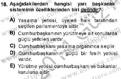 Anayasa 1 Dersi 2013 - 2014 Yılı (Vize) Ara Sınav Soruları 16. Soru