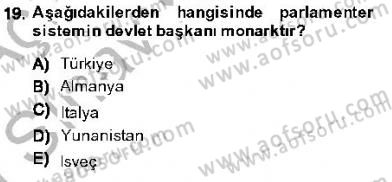Anayasa 1 Dersi 2013 - 2014 Yılı (Vize) Ara Sınav Soruları 19. Soru