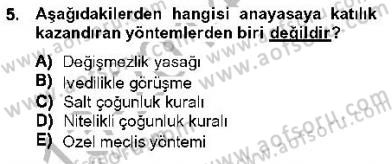 Anayasa 1 Dersi 2013 - 2014 Yılı (Vize) Ara Sınav Soruları 5. Soru