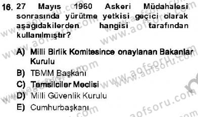Anayasa 1 Dersi 2013 - 2014 Yılı (Final) Dönem Sonu Sınav Soruları 16. Soru